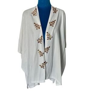 Vintage Victoria Harbour Sequined Bling Christmas Tree Wrap Knit Ruana Cardigan